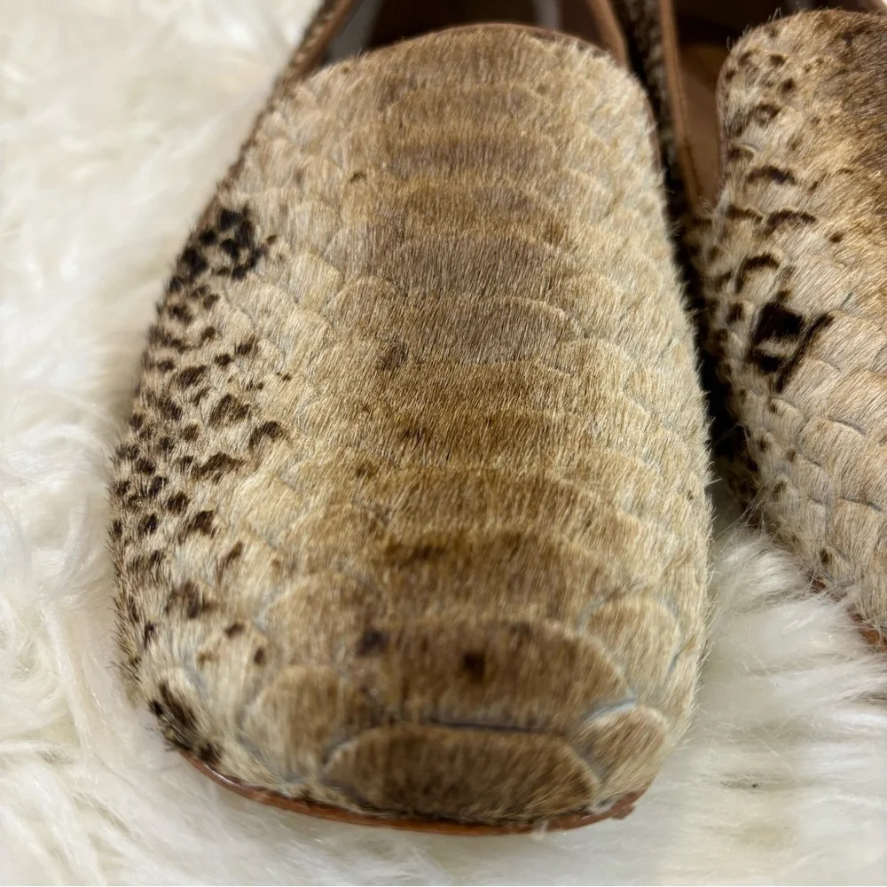 Anthropologie Bernardo Emma Snake Embossed Genuine Calf Hair Loafer Flats